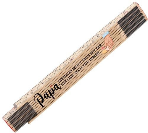 PRSTENLY Papa Geschenk, Holz Zollstock 2 Meter Geschenke für Papa Männer Mann zum Geburtstag Vatertag Weihnachten, Geburtstagsgeschenk für Vater von Tochter Sohn, Ich Lieb Dich