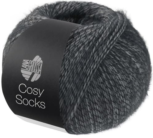 LANA GROSSA Cosy Socks | Flauschiges Sockengarn mit Merinowolle, waschmaschinenfest | Handstrickgarn aus 70% Schurwolle (Merino) & 30% Polyamid| 100g Wolle, Stricken & Häkeln | 400m Garn FB 7