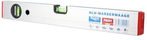 rabo Alu-Wasserwaage 40 cm „Profi“ – Aluminium-Hohlprofil 50×23 mm, justierbare Libellen, 0,5 mm/m Messgenauigkeit, natureloxiert, stoßgeschützt, Made in Germany
