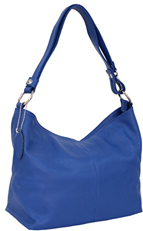 AMBRA Moda Damen Leder Handtasche Schultertasche Umhängetasche Hobo bag GL005 (Royalblau)