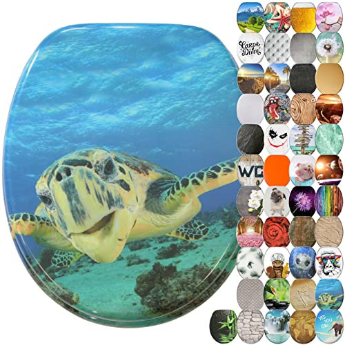 Sanilo Soft Close Toilet Seat, Wide Choice of New Toilet Seats, Stable Hinges, Easy to Mount (Turtle)