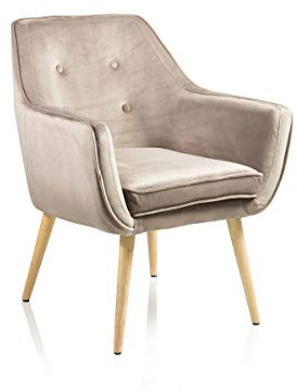 Baroni Home MONTEMAGGI Sessel für Wohnzimmer, Schlafzimmer oder Büro, Relaxsessel aus Wildleder, aus Design, gepolstert, Taupe, 65x65x85 cm