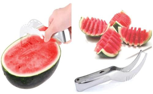 offershop Taglia Affetta Servi Melone Anguria Cocomero Cantalupo Papaia Zucca Frutta in Acciao Inox Coltello Fette Meloni Angurie Cocomeri Papaie Zucche