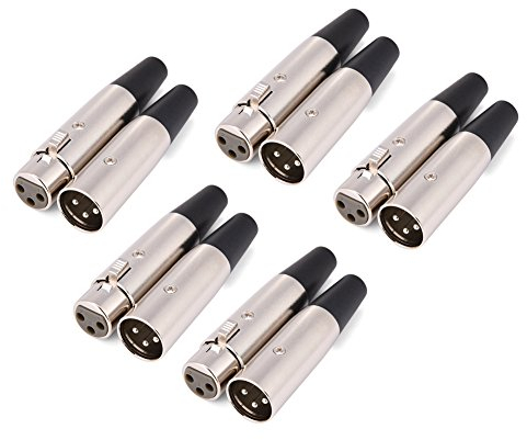 Tonysa 10 Stück XLR Stecker Set, 5 Stecker und 5 Buchse 3 Pin XLR Kabel Stecker Mikrofon Audio Anschluss für 6mm OD Mikrofonkabel mit Hoher Leitfähigkeit/Haltbarkeit/Gummischale