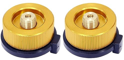 Conector de estufa de camping adaptador de botella de gas tipo dividido convertidor de horno para recipiente de butano a cartucho de gas de tornillo (dorado, 2 unidades)