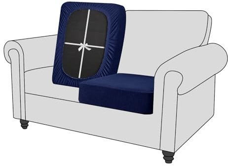 SYLC Sofa Sitzkissenbezug Stretch Sitzkissenschutz Elastischer Kissenbezüge, Husse Überzug Bezug Für Sofa Sitzkissen, rutschfest Stoff Tartan (Navy blau,Chaiselongue)