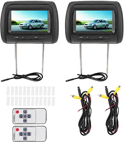 Joueur d'appui-tête, Qiilu Lecteur d'appui-tête, 2 pièces 7 en contrôle sans Fil Universel Appui-tête réglable Lecteur vidéo LCD USB MP5 Affichage Noir