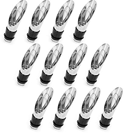 XLKJ Lot de 12 Aérateur de Vin Bec Verseur, 2 en 1 Bouchons et Becs Verseurs pour Vin Bouteilles en Acier Inoxydable Bec