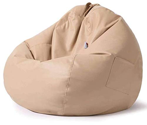 DTLEO Klassischer Sitzsack aus Kunstleder, Naturleder, für den Innen- und Außenbereich, für Wohnzimmer, Schlafzimmer, Garten (ohne Füllung),Beige,XL