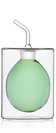Ichendorf Milano Oliera à deux parois vertes | Collection cylindre double paroi | 15 cl | Verre borosilicate | Fait à la main