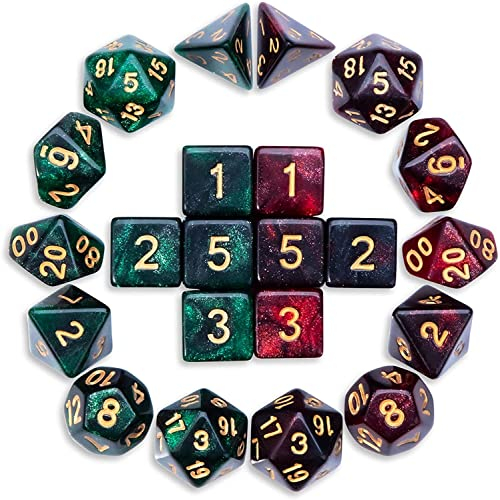 QMAY DND-Würfel-Sets – 2 x 11 polyedrische Würfel (22 Stück) für Dungeons and Dragons, Rollenspiel-Tischspiel.