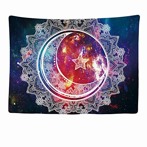 Ulticool - Wandteppich Tapestry Dekoration Wohnung - Mandala Weiße Sonne Mond - 200 x 150 cm groß - Wandtuch Wandbehänge - Accessoires für Schlafzimmer Wohnzimmer Kinderzimmer