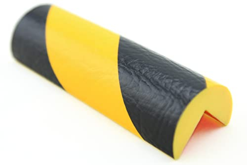 ES4-RE-GS Eckschutzprofil von SMI-Kantenschutzprofi aus recyclebarem Polyurethan mit mhrf. versetzbarer Klebefläche zur Montage Innen/Außen - Gelb/Schwarz - Stoßschutz, Warnprofil, Schutzprofil (1 m)