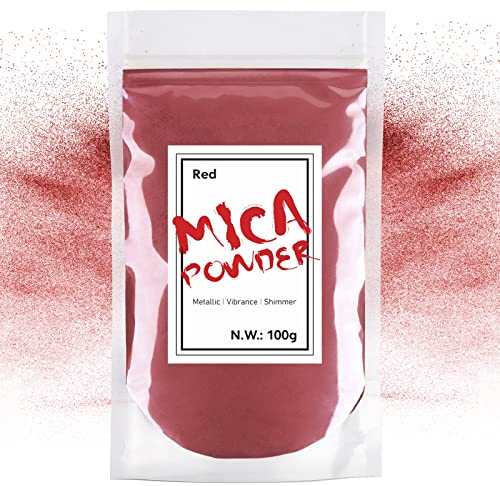 Waysroma Epoxidharz Farbe 100g, Rot Mica Pulver Natur Metallic Epoxidharz Pigment für Kunsthandwerk, Farbe, Seife, Badebomben, Schleim, Kerzen, Schmuck, Kosmetik, Nagelkunst