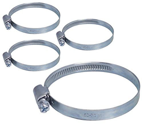 SKIR'CO Paquete de 4 abrazaderas de manguera ajustables de 50 a 70 mm, clips de manguera, abrazadera de tubo de tubo, accionamiento helicoidal (4 piezas)