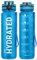 Sahara Sailor Trinkflasche, BPA-Frei Tritan, 1L/500ML/750ML Auslaufsicher Trinkflasche mit Zeitmarkierung für Gym, Sport, Outdoor, Schule, Job