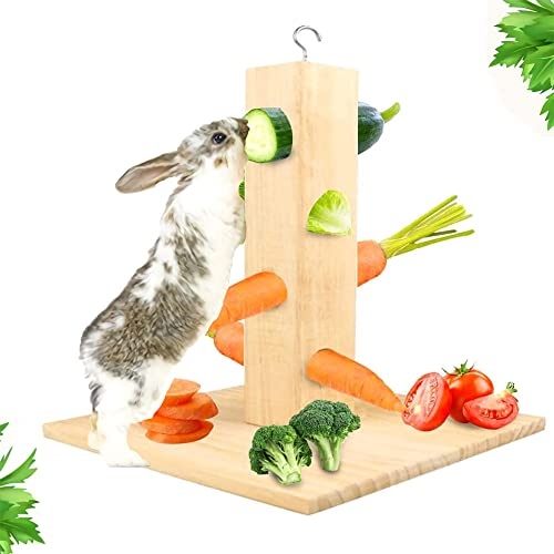 Heuraufe für Kaninchen, Grasbehälter, Heuraufe Meerschweinchen, Hölzerner Fester Kaninchenfutterständer, Hasen-Heu-Futterstation, Kleintiere Futterspender, Heu Feeder, für Kaninchen, Meerschweinchen