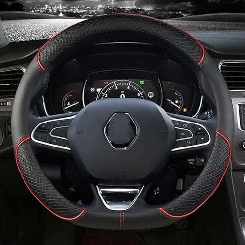 Lenkradhülle Auto Lenkradabdeckung Leder Für Renault Für Scenic Für Clio Für Laguna 2 3 4 5 Für Kangoo Für Fluence Für Megane Lenkradbezug (Farbe : D shape red)