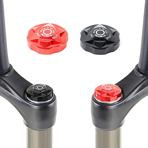 ALEOED Bike Air Valve Top Cap Cover, Front Fork Cap Suspension Gas Cover Aluminum Alloy Shoulder Protector Parts for Mountain Bicycle Road Bike MTB(Red)