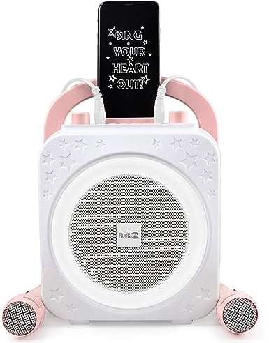 Macchina per karaoke RockJam GRWM con due microfoni - Oro rosa