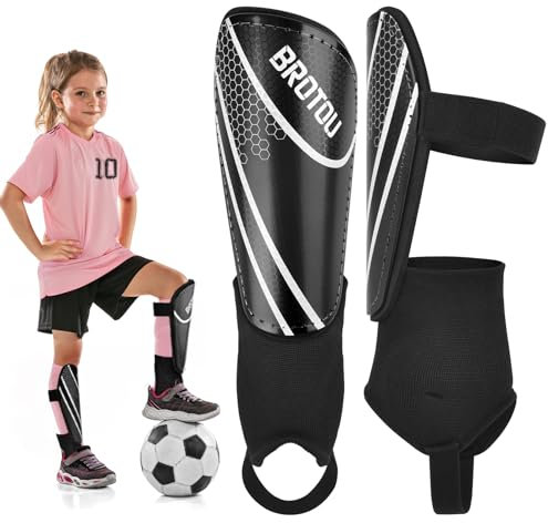Schienbeinschoner Fußball, BROTOU Schienbeinschoner Kinder mit Knöchelschutz, Leichte, Langlebige, rutschfeste mit Verstellbaren Riemen für 3-18 Jahre Jungen und Mädchen