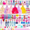 Miunana 63 Puppenkleidung Kleidung für Puppen = 15 Kleider 4 Tops Outfits 4 Hosen 3 Abendkleider 3 Badenanzüge 37 Kleiderbügel Schuhe Zubehör für 11,5 Zoll Mädchen Puppen