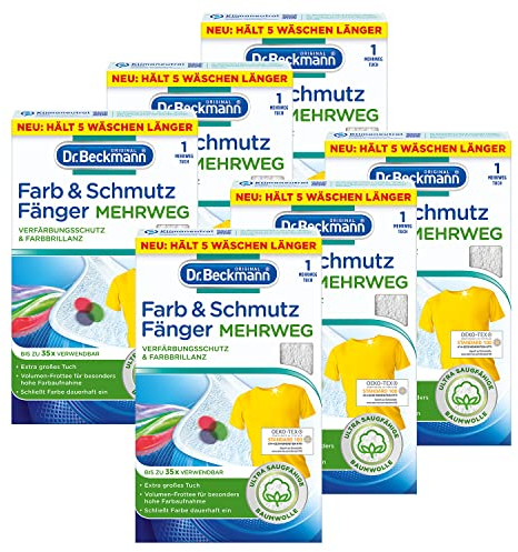 Dr. Beckmann 6x Farb & Schmutzfänger Mehrwegtuch | langanhaltender Farbschutz | 1 Pack für bis zu 35 Wäschen | wiederverwendbares Tuch