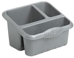 Aurora - High-Grade Plastic Sink Tidy Cutlery Drainer Holder Caddy (Silver)