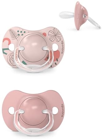 Suavinex, Baby-Schnuller, 6-18 Monate, symmetrischer Sauger SX Pro aus Silikon, flacher und flexibler, wendbarer Schnuller, kompatibel mit der Entwicklung der Mundhöhe, Walk Nude