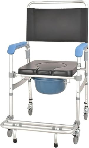 Kcolic Comfortable Commode Chair, Wheeled Chair for Elderly with Commode, Shower Chair with Wheels Toilet Chair, Portable Adult Potty Chair on Wheels Chair with Built-In Toilet