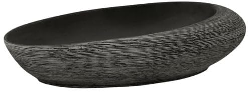 vidaXL Aufsatzwaschbecken, Oval Waschbecken mit Muster, Handgefertigt Waschtisch Waschschale für Badezimmer, Handwaschbecken Spülbecken, Grau Schwarz 59x40x14 cm Keramik