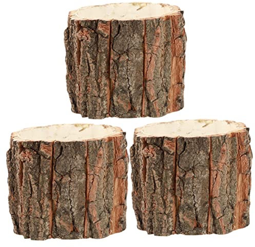 AOKWAWALIY 3pcs Secchio di Fiori Rustico Fioriere Vaso Legno Log Piante da Casa Piante Artificiali Albero Tronco Fioriera Legno Log Fioriera Piccolo Vaso di Fiori Recipiente Legno Naturale