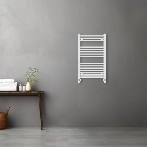 Warmehaus Contemporary Straight Heated Bathroom Towel Rail Radiator Rad - 800x500mm - White