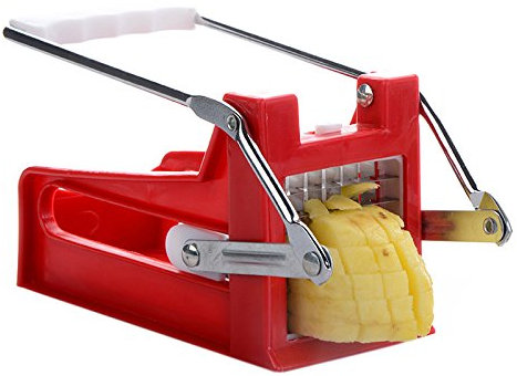 Duontyye Stainless Steel French Fry Cutter Potato Vegetable Cutters 2 Blades, Red