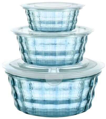 Yopeissn Boîte à fruits en plastique avec soupière, récipient en plastique transparent, récipient hermétique bleu