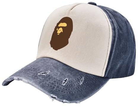 HEBUOUI Sonnenhut Männer Bapes Ape Mann Unisex Baseballmützen Distressed Baumwollhüte Mütze Classic Outdoor Sommer Snapback Hut Papa Geburtstagsgeschenke