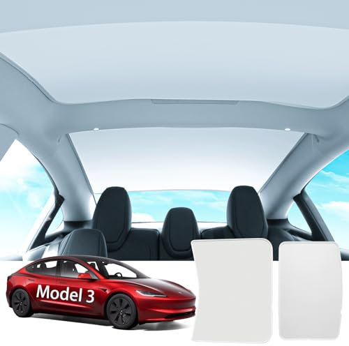ASZSK Protector Solar de Vidrio para Tesla Model 3 2024 Highland, Protege el Techo Solar, bloquea los Rayos UV, enfría, Viene en Dos Partes, Plegable, fácil de Instalar para el Almacenamiento