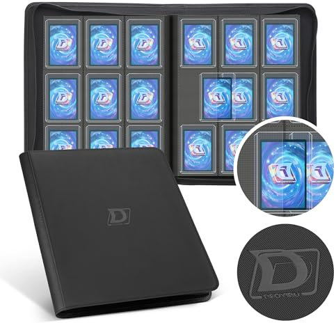Deoyibu Toploader Binder Album 100% für 288 Sammelkarten Toploader, 9-beidseitigen Card Binder mit PU-Leder für 3x4 Rigid Toploader, Sammelkarten Album Ideal für TCG, MTG etc., Schwarz
