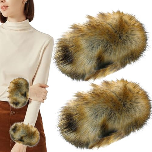KGDUYC Handschuhe & Fäustlinge für Damen, armwärmer,Fell-Zierärmel, Handschuhe,braun winddichte Manschetten, Handwärmer-Ärmel