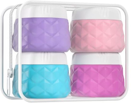 Lot de 4 Contenant Voyage, Mini Boite, Flacon Voyage Silicone, Récipients Cosmétiques Avec Couvercles, Pots éTanches pour échantillons, Cosmétiques, CrèMes et Poudres -30 ml