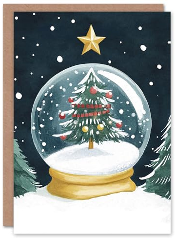 Wee Blue Coo Decorated Tree Winter Snow Globe Festive Fun Xmas For Child Kids Christmas Card