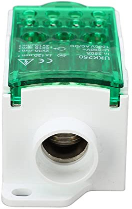 Rankomu Terminal Verteilerkasten Terminal Abzweigdose Einpoliger Stromverteilerkasten DIN-Schienenmontage 690V 250A Grün Geeignet für elektrische Anschlüsse