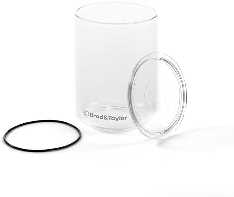 Brod & Taylor Sourdough Starter Jar, Durable Borosilicate Glass Jar | Loose Lid Allows Starter to Breathe, 1 Litre Capacity, Easy Cleaning, Marker & Scale for Growth