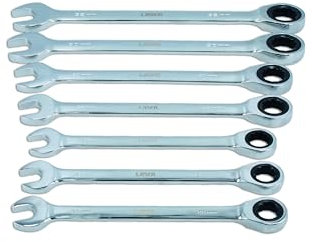 Laser 9124 Ratchet Ring Combination Spanner Set 20-32mm - 7pc