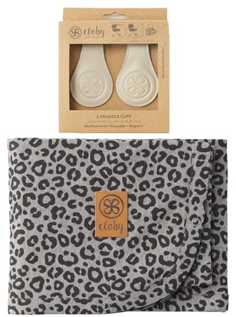 Cloby CBY-SET-LPG-BE Set UV-Schutz-Decke Leopard grau/schwarz und magnetische Clips beige