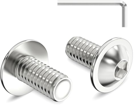 Zuyya 20 viti M8 x 16, viti a testa bombata con esagono incassato e flangia, filettatura completa in acciaio inox A2 V2A, viti in acciaio inox con chiave a brugola