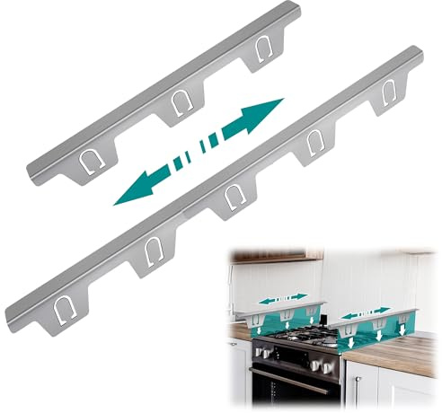 ‎VANROUG 4 Pcs Stainless Steel Stove Gap Covers,Kitchen Stove Counter Gap Cover, Stove Counter Gap Cover, Stove Gap Filler Retractable Length 14.3/365mm to 28.7/730mm (Silver)