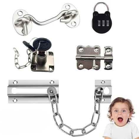 Potatomato Accesorios DIY para Busy Board para niños pequeños – Piezas para Tablero sensorial – pestillo, Cadena de Puerta, Cerradura con Llave, Gancho de portón – Juguetes Montessori