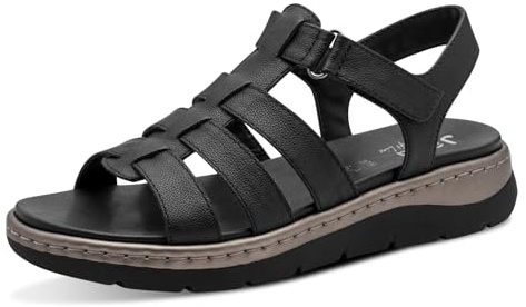 Jana Softline Leather Wedge/Plat Sand 8-28710-46, Sandali Bassi Donna, Nero, 42 EU