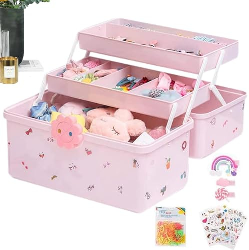 Vgvgaj Aufbewahrungsbox Für Haarschmuck Mädchen 3 Lagiges Haarschmuck Mädchen Aufbewahrung Haar Zubehör Organizer Mit Haarspange Kopfseil Wasserdichtes Kopfbedeckungsetui Für Armbänder Halsketten